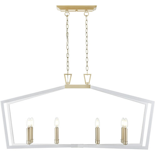 Lizabeth 8 Light 42.25 inch Matte White/Modern Gold Linear Chandelier Ceiling Light